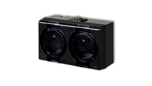 SENIOR Gniazdo podwójne z uziemieniem 2x(2P+Z) (klapka dymna) czarny 12GHS-2nd