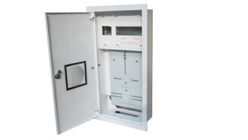 Rozdzielnia podtynkowa metalowa 1 X TL 3F na licznik elektroniczny + 11 zabezpieczeń zamek okienko RAL 9003A-RW12E