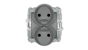 MINI Gniazdo podwójne z/u z przesłonami szary mat 27MGPR-2zp