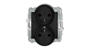 MINI Gniazdo podwójne z/u z przesłonami czarny mat 12MGPR-2zp