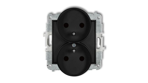 MINI Gniazdo podwójne z/u z przesłonami czarny mat 12MGPR-2zp