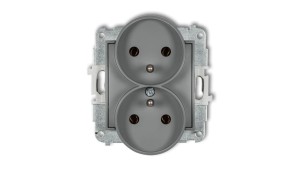 MINI Gniazdo podwójne z/u szary mat 27MGPR-2z