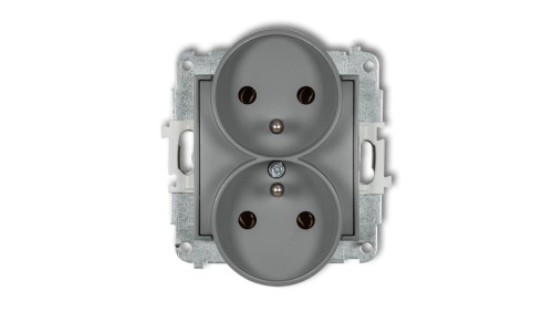 MINI Gniazdo podwójne z/u szary mat 27MGPR-2z