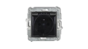 MINI Gniazdo bryzgoszczelne z/u IP44 z przesłonami klapka dymna grafitowe 11MGPB-1zdp