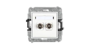 MINI Gniazdo antenowe podwójne typu F (SAT) niklowany biały MGF-2