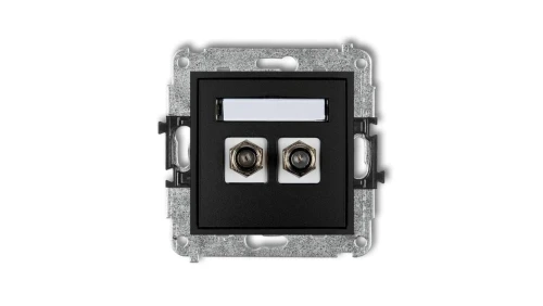 MINI Gniazdo antenowe podwójne typu F (SAT) niklowany czarny mat 12MGF-2