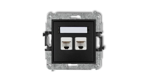 MINI Gniazda komputerowe podwójne 2xRJ45, kat. 5e, 8-stykowy czarny mat 12MGK-2