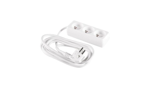 Przedłużacz 3-gniazda z/u 3m /H05VV-F 3G1/ biały PM-BW-3G-30