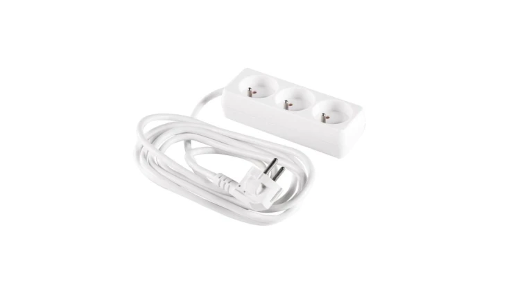 Przedłużacz 3-gniazda z/u 3m /H05VV-F 3G1/ biały PM-BW-3G-30