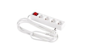 Przedłużacz z wyłącznikiem 4-gniazda z/u 1,5m /H05VV-F 3G1/ biały PM-ZW-4G-15