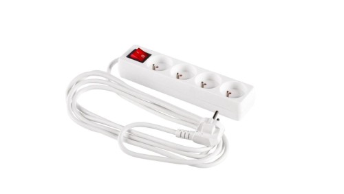 Przedłużacz z wyłącznikiem 4-gniazda z/u 3m /H05VV-F 3G1/ biały PM-ZW-4G-30
