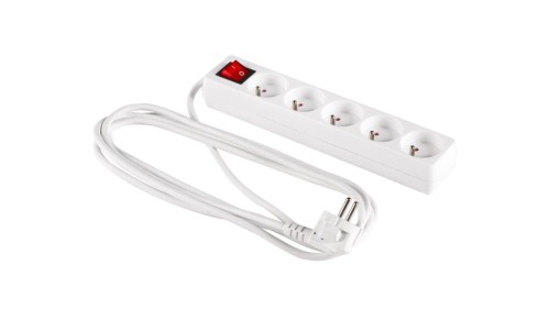 Przedłużacz z wyłącznikiem 5-gniazd z/u 3m /H05VV-F 3G1/ biały PM-ZW-5G-30