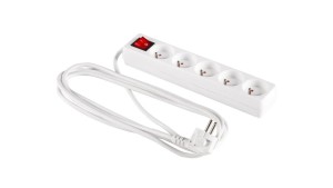 Przedłużacz z wyłącznikiem 5-gniazd z/u 5m /H05VV-F 3G1/ biały PM-ZW-5G-50