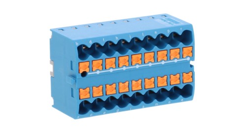 Blok rozdzielczy PTFIX 18X2,5 BU, niebieskie złącze przemysłowe - 18 punktów przyłączeniowych o przekroju 2,5mm2