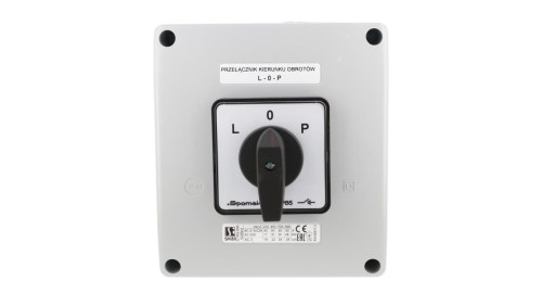 Łącznik krzywkowy 80A przełącznik zmiany kierunku obrotów L-O-P w obudowie OB18 SK80-3.8368\OB18