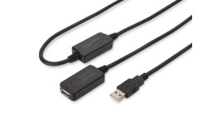 Kabel przedłużający USB 2.0 HighSpeed Typ USB A/USB A M/Ż aktywny czarny 20m DA-73102