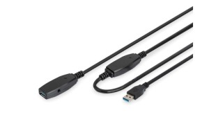 Kabel przedłużający USB 3.0 SuperSpeed Typ USB A/USB A M/Ż aktywny czarny 10m DA-73105
