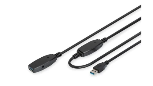 Kabel przedłużający USB 3.0 SuperSpeed Typ USB A/USB A M/Ż aktywny czarny 10m DA-73105
