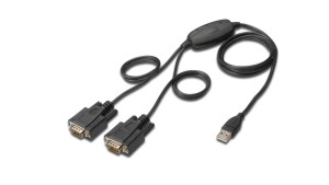 Konwerter/Adapter USB 2.0 do 2x RS232 (DB9) z kablem 1,5m DA-70158