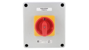 Łącznik krzywkowy 63A rozłącznik 0-1 (4 - biegunowy)w obudowie OB16 z czołem zamykanym żółto/czerwonym SK63-2.8210\OB16ZC