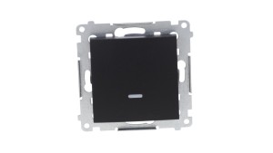 Simon 54 Łącznik jednobiegunowy z sygnalizacją załączenia LED (moduł) 10AX 250V szybkozłącza, czarny mat DW1ZL.01/49