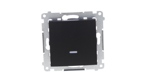 Simon 54 Łącznik jednobiegunowy z sygnalizacją załączenia LED (moduł) 10AX 250V szybkozłącza, czarny mat DW1ZL.01/49