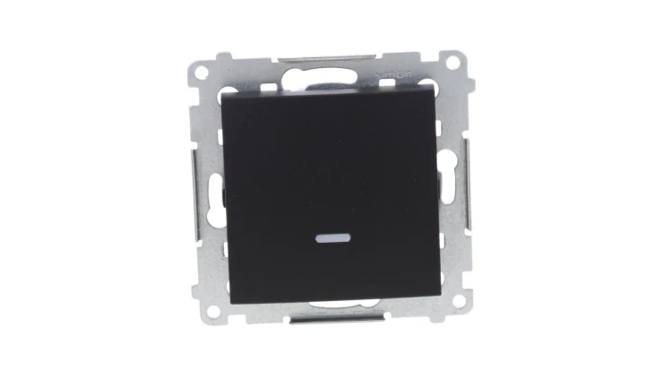 Simon 54 Łącznik jednobiegunowy z sygnalizacją załączenia LED (moduł) 10AX 250V szybkozłącza, czarny mat DW1ZL.01/49