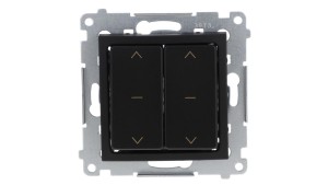 Simon 54 Łącznik roletowy podwójny (moduł) 10A 250V szybkozłącza. W komplecie z pierścieniem dekoracyjnym czarny mat DZW2.01/49