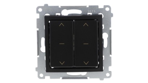 Simon 54 Łącznik roletowy podwójny (moduł) 10A 250V szybkozłącza. W komplecie z pierścieniem dekoracyjnym czarny mat DZW2.01/49