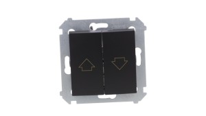 Simon 54 Przycisk roletowy do sterowania roletą z wielu miejsc (moduł) 10AX 250V zaciski śrubowe czarny mat DZP1W.01/49