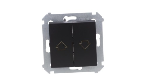 Simon 54 Przycisk roletowy do sterowania roletą z wielu miejsc (moduł) 10AX 250V zaciski śrubowe czarny mat DZP1W.01/49