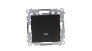Simon 54 Łącznik schodowy z podświetleniem LED (moduł) 10AX 250V szybkozłącza, czarny mat DW6L.01/49