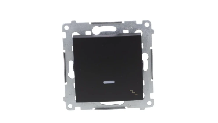 Simon 54 Łącznik schodowy z podświetleniem LED (moduł) 10AX 250V szybkozłącza, czarny mat DW6L.01/49