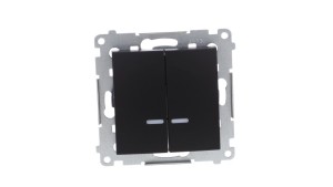 Simon 54 Łącznik świecznikowy z podśw LED i do wersji IP44 (moduł) 10AX 250V szybkozłącza, czarny mat z wkładkę DU1W DW5BL.01/49