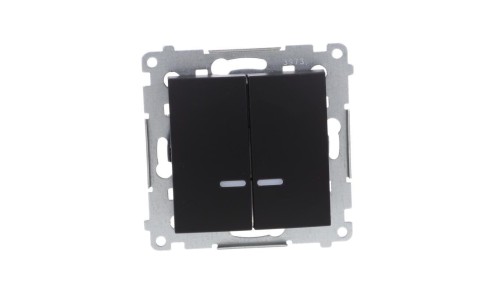 Simon 54 Łącznik świecznikowy z podśw LED i do wersji IP44 (moduł) 10AX 250V szybkozłącza, czarny mat z wkładkę DU1W DW5BL.01/49