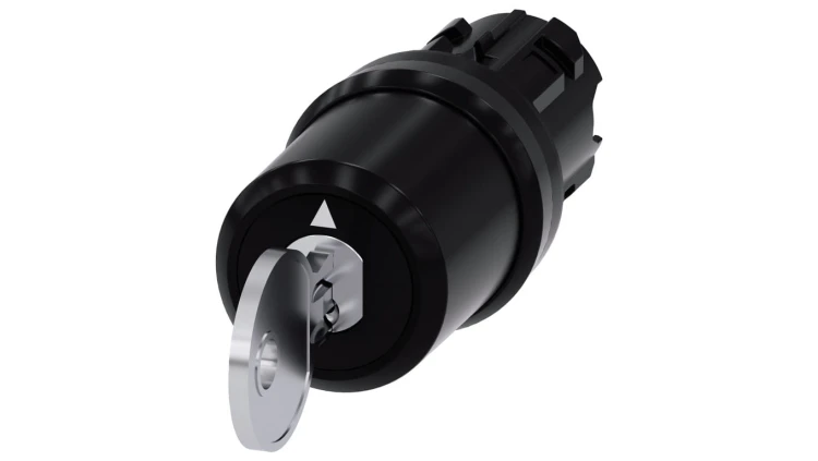 Przełącznik z kluczem 22mm tworzywo 3 poz I-O-II Siemens nr SSG10 klucz w poz O SIRIUS ACT 3SU1000-5BL01-0AA0