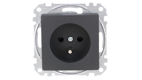 Gniazdo zasilające 2P+PE z przesł torów pr zaciski bezg, czarny antracyt, Sedna Design i Elements SDD114012