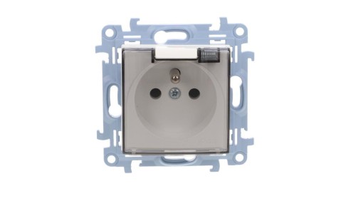 Simon 10 Gniazdo pojedyncze IP44 z uszczelką klapka w kolorze transparentnym biały 16A, szybkozłącza, CGZ1BC.01/11A