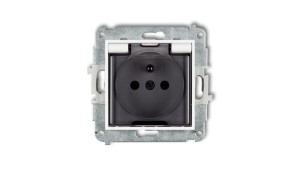 MINI Mechanizm gniazda bryzgoszczelnego z uziemieniem 2P+Z (klapka dymna, przesłony torów prądowych) biały mat 25MGPB-1zdp