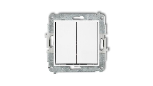 MINI Mechanizm łącznika zwiernego, świecznikowego (dwa klawisze bez piktogramów, wspólne zasilanie) biały mat 25MWP-44.1