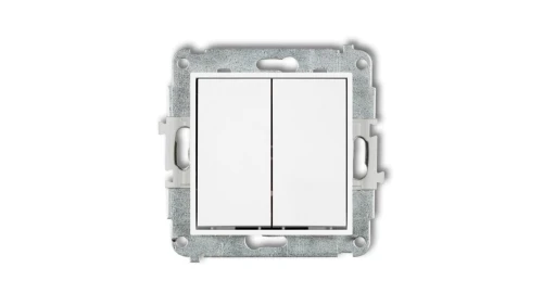 MINI Mechanizm łącznika zwiernego, świecznikowego (dwa klawisze bez piktogramów, wspólne zasilanie) biały mat 25MWP-44.1