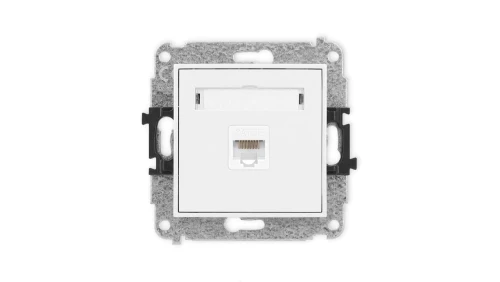 MINI Mechanizm gniazda komputerowego pojedynczego 1xRJ45, kat. 5e, 8-stykowy biały mat 25MGK-1