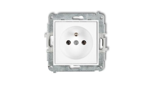 MINI Mechanizm gniazda pojedynczego z uziemieniem 2P+Z (bez przesłon torów prądowych) biały mat 25MGP-1z