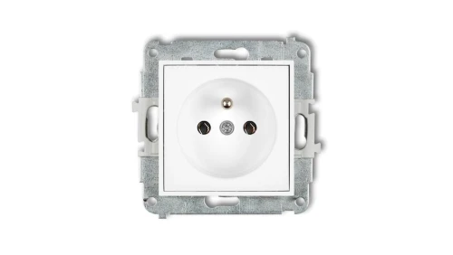 MINI Mechanizm gniazda pojedynczego z uziemieniem 2P+Z (bez przesłon torów prądowych) biały mat 25MGP-1z