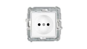 MINI Mechanizm gniazda pojedynczego bez uziemienia 2P (przesłony torów prądowych) biały mat 25MGP-1p