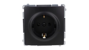 Simon Basic Gniazdo wtyczkowe z uziemieniem Schuko (moduł) z przesłonami torów prądowych, zaciski śrubowe czarny BMGSZ1Z.01/49