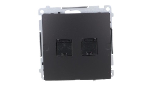 Simon Basic Gniazdo komputerowe RJ45, kat 6, podwójne z przesłoną przeciwkurzową (moduł) czarny BM62.01/49