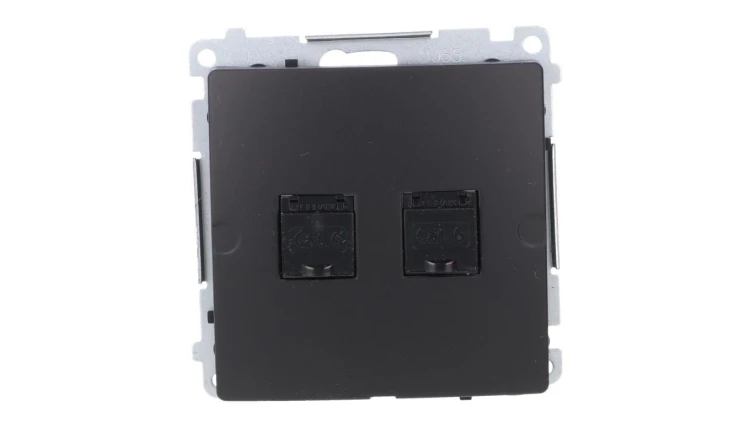 Simon Basic Gniazdo komputerowe RJ45, kat 6, podwójne z przesłoną przeciwkurzową (moduł) czarny BM62.01/49