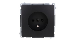 Simon Basic Gniazdo wtyczkowe z uziemieniem (moduł), z przesł. torów prądowych, 16A, 250V, zaciski śrubowe czarny BMGZ1Z.01/49
