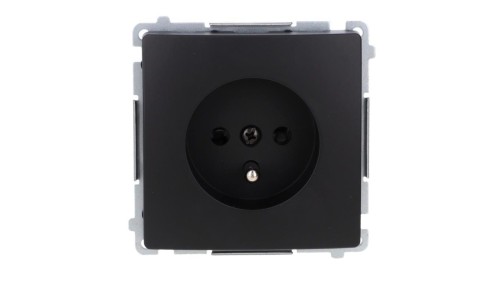 Simon Basic Gniazdo wtyczkowe z uziemieniem (moduł), z przesł. torów prądowych, 16A, 250V, zaciski śrubowe czarny BMGZ1Z.01/49